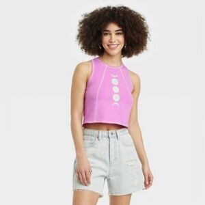 NWT Women's Celestial Moon Graphic Tank Top - Purple Size Medium